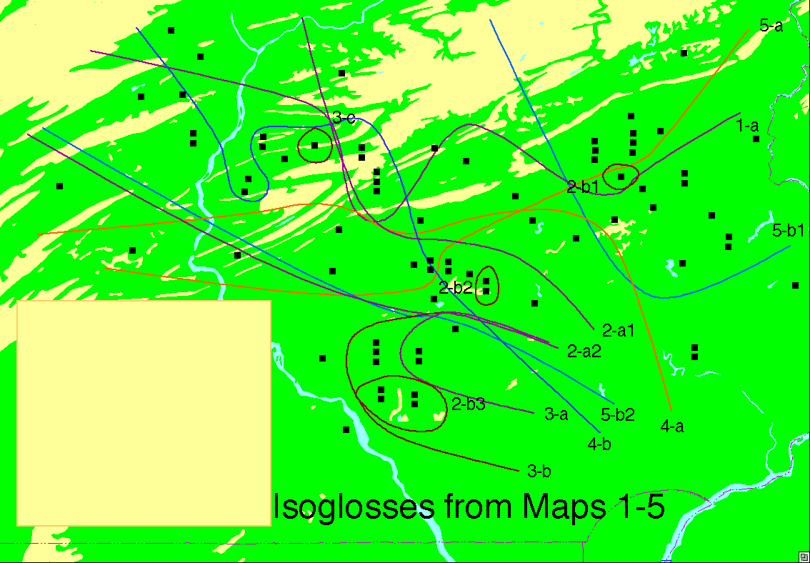 isoglosses
from maps 1-5--click for full size image